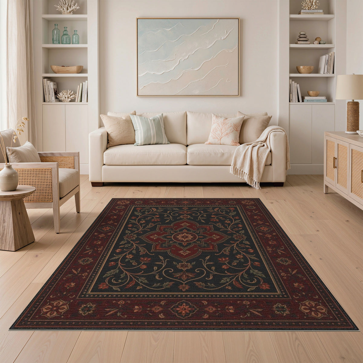 Traditional Persian Floral Red Traditional Persian Floral Area Rug
