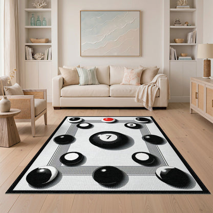 ODIKA Black White Geometric Circle Area Rug