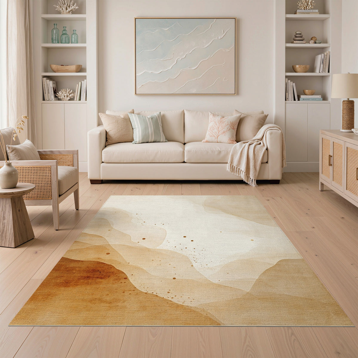Flow Beige Abstract Flow Area Rug