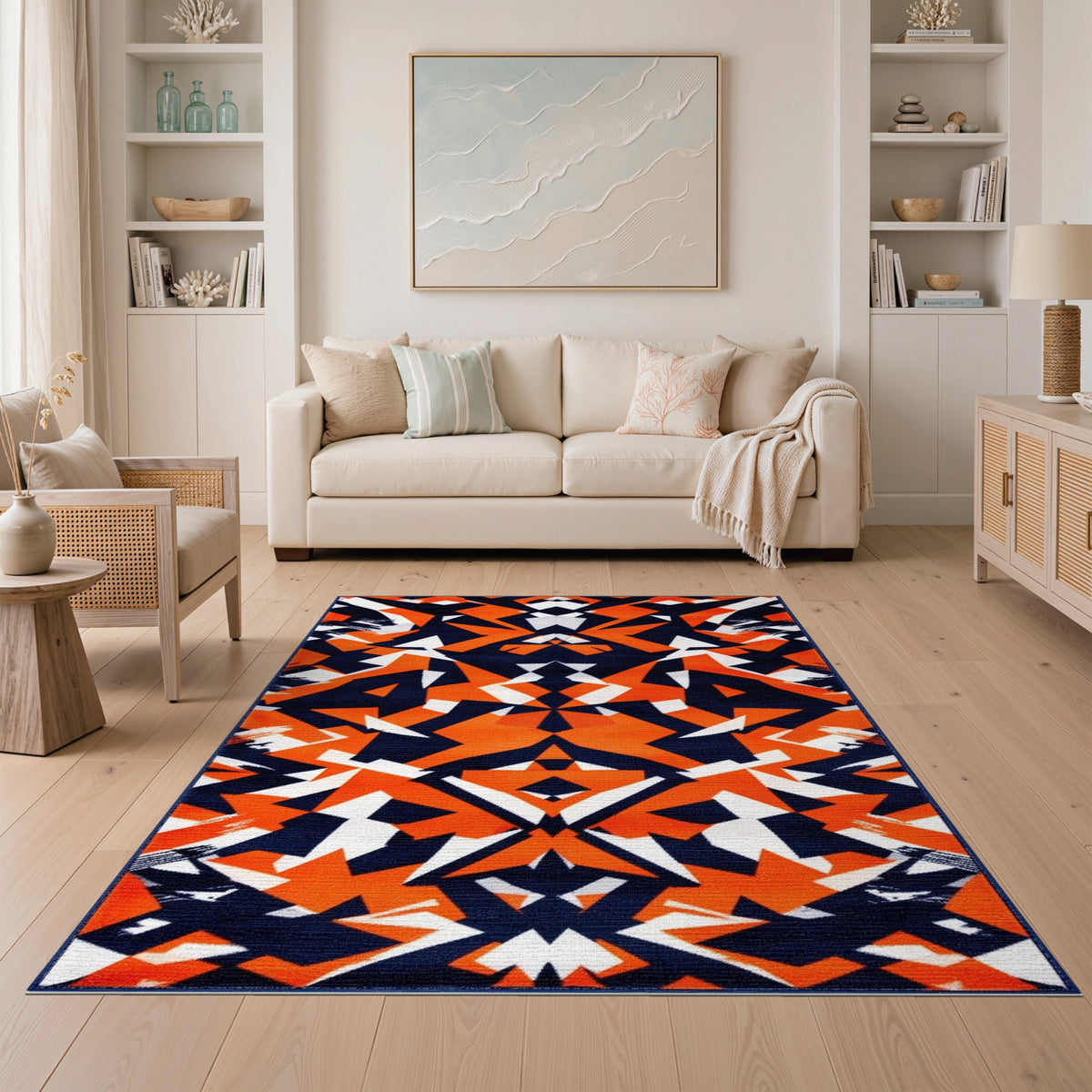 Geometric Modern Multi-color and Patterns Bold Orange Geometric Area Rug