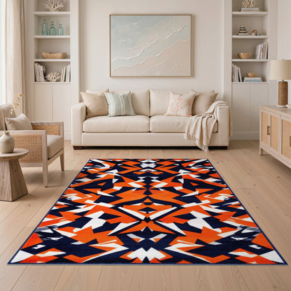 Geometric Modern Multi-color and Patterns Bold Orange Geometric Area Rug