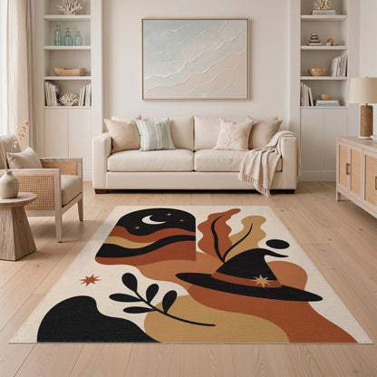 Abstract Witch Hat Moon Area Rug
