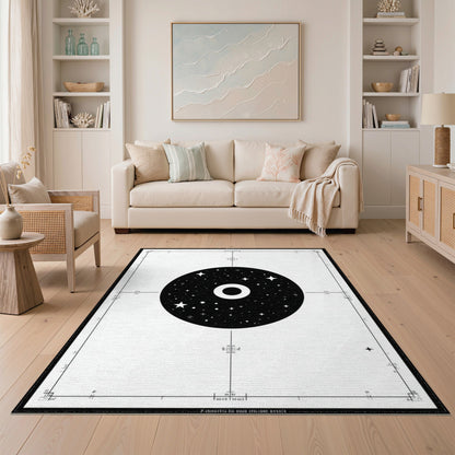 Black White Cosmic Star Circle Area Rug