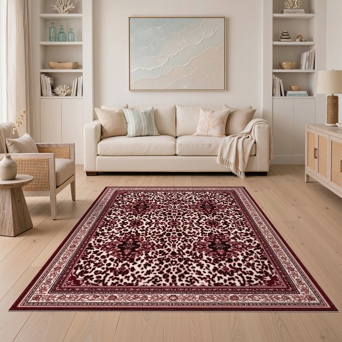 Red Leopard Persian Area Rug