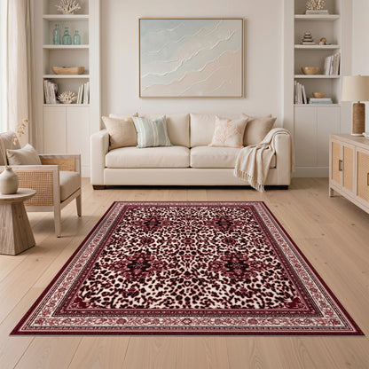 Red Leopard Persian Area Rug