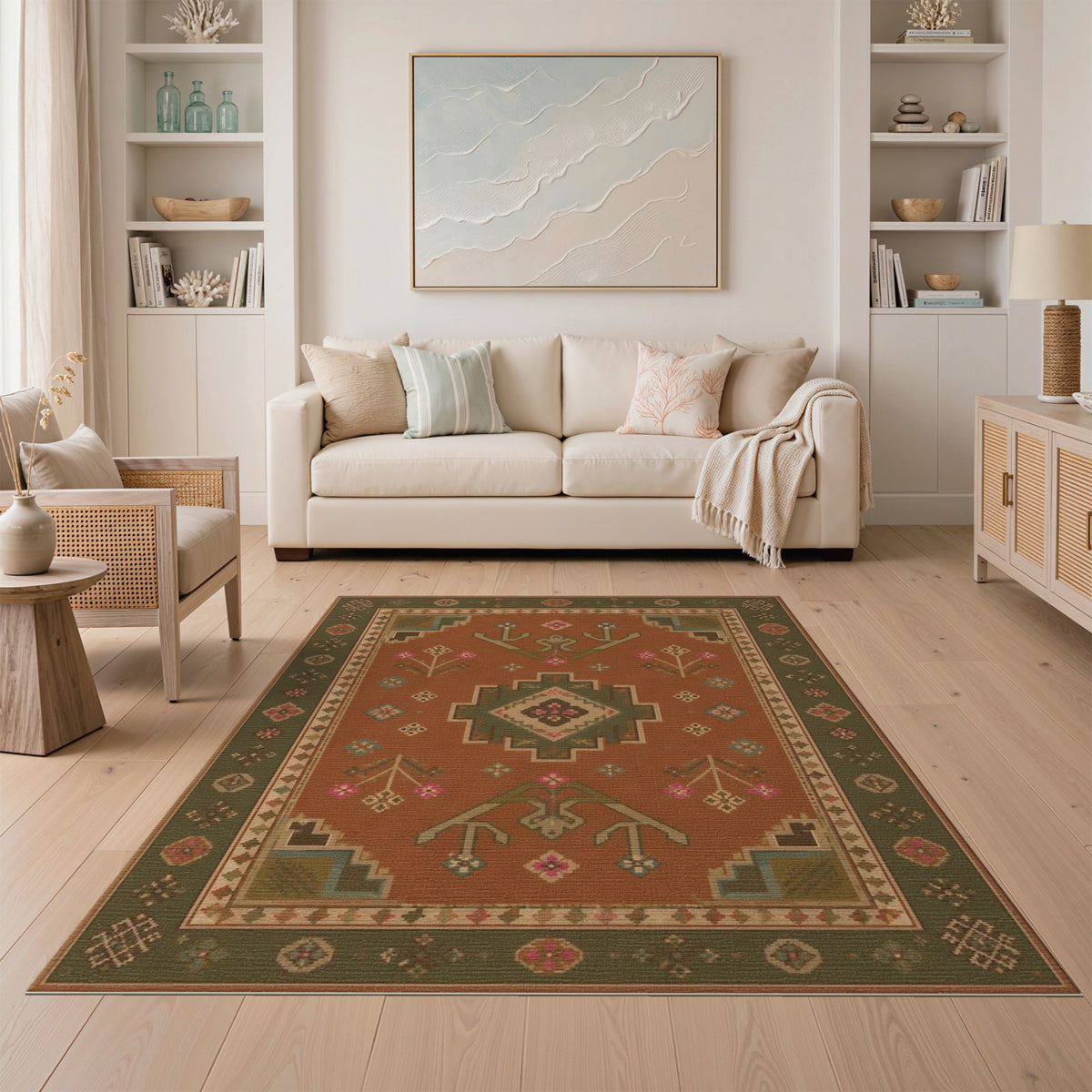 Southwestern Orange Geometric Area Rug