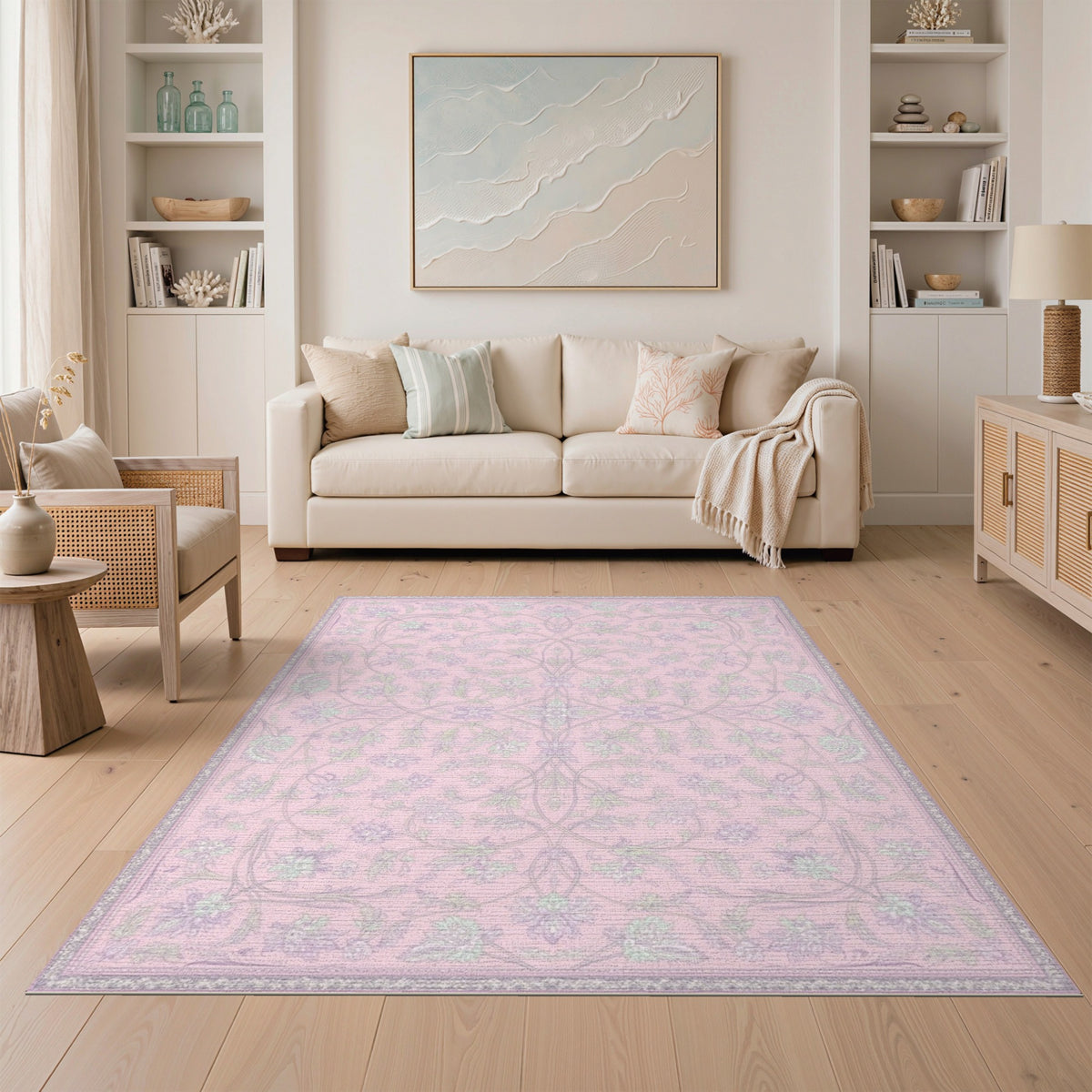 Pink Floral Vintage Area Rug