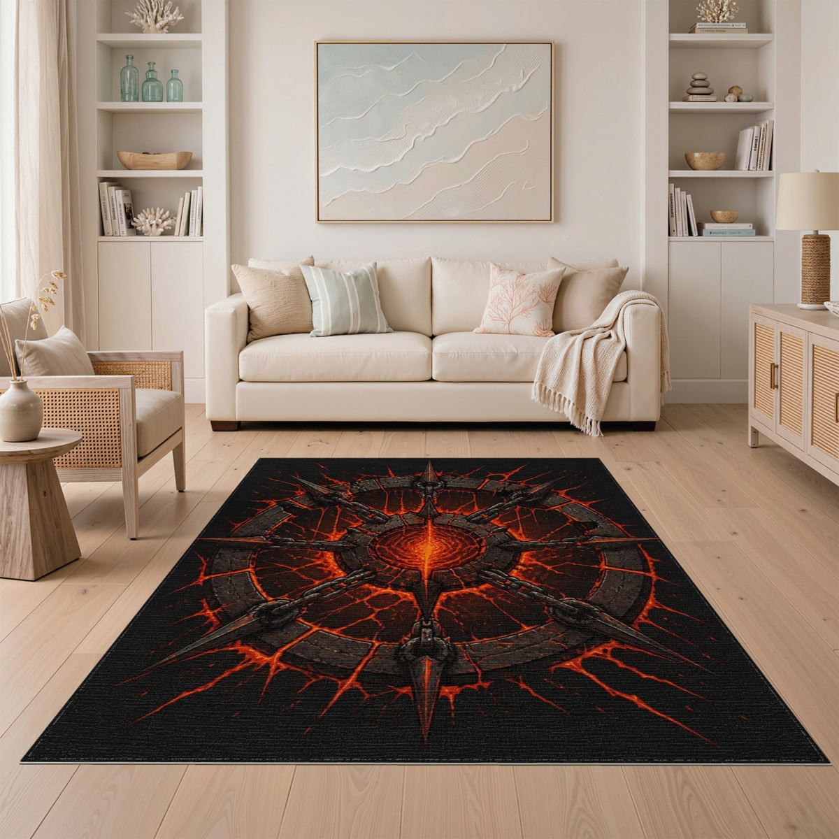 Spiked Inferno Chain Area Rug