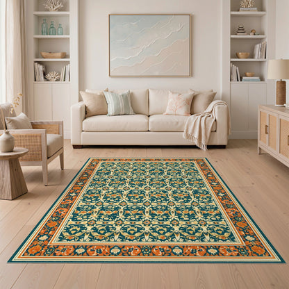 Blue Teal Floral Vintage No. 47 Area Rug