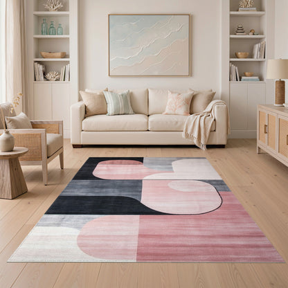 Modern Pink Geometric Area Rug