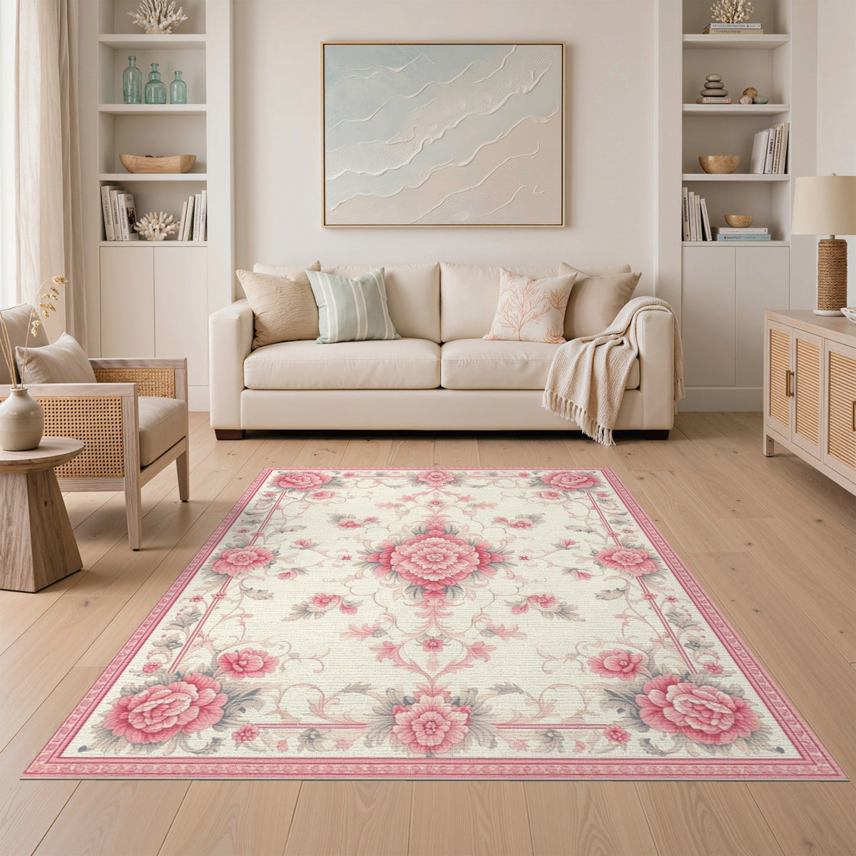 Pink Peony Floral Vintage No. 7 Area Rug