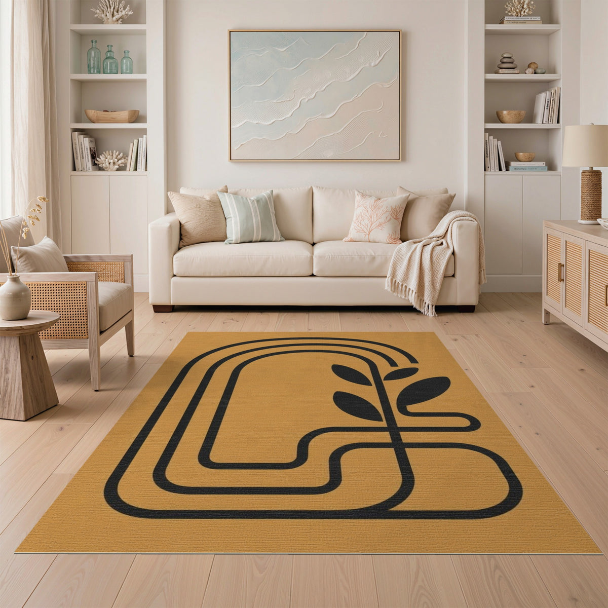 Orange Geometric Arch Plant Area Rug
