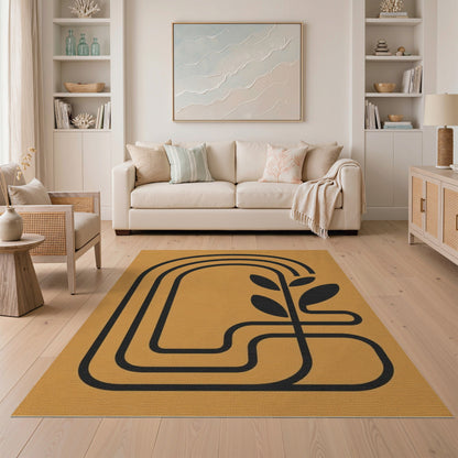 Orange Geometric Arch Plant Area Rug