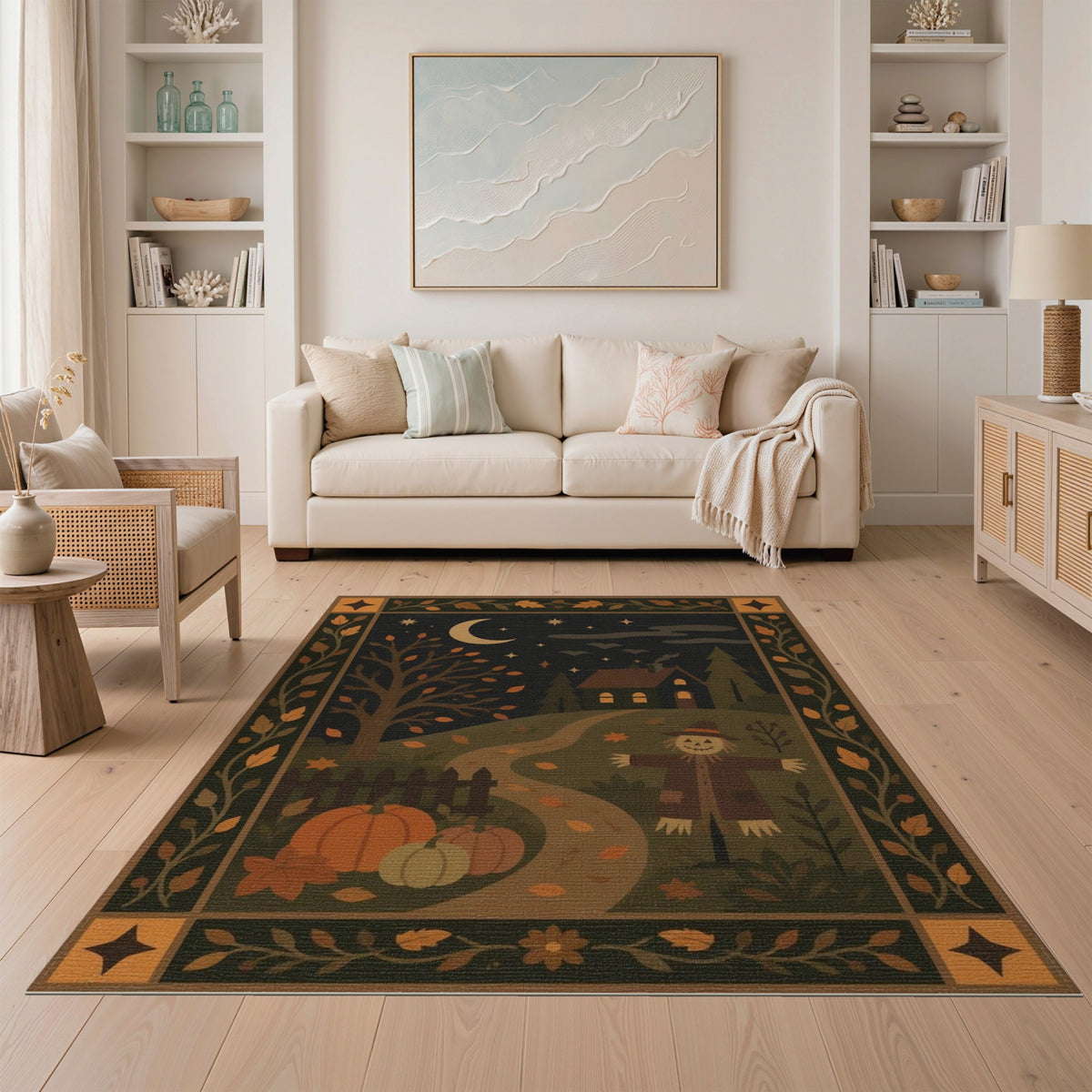 Autumn Scarecrow Washable Area Rug