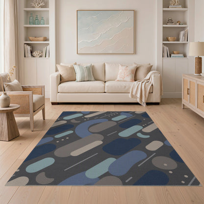 Abstract Area Blue Teal Abstract Geometric Area Rug
