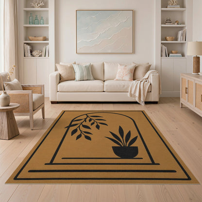 Boho Arch Botanical Brown Area Rug