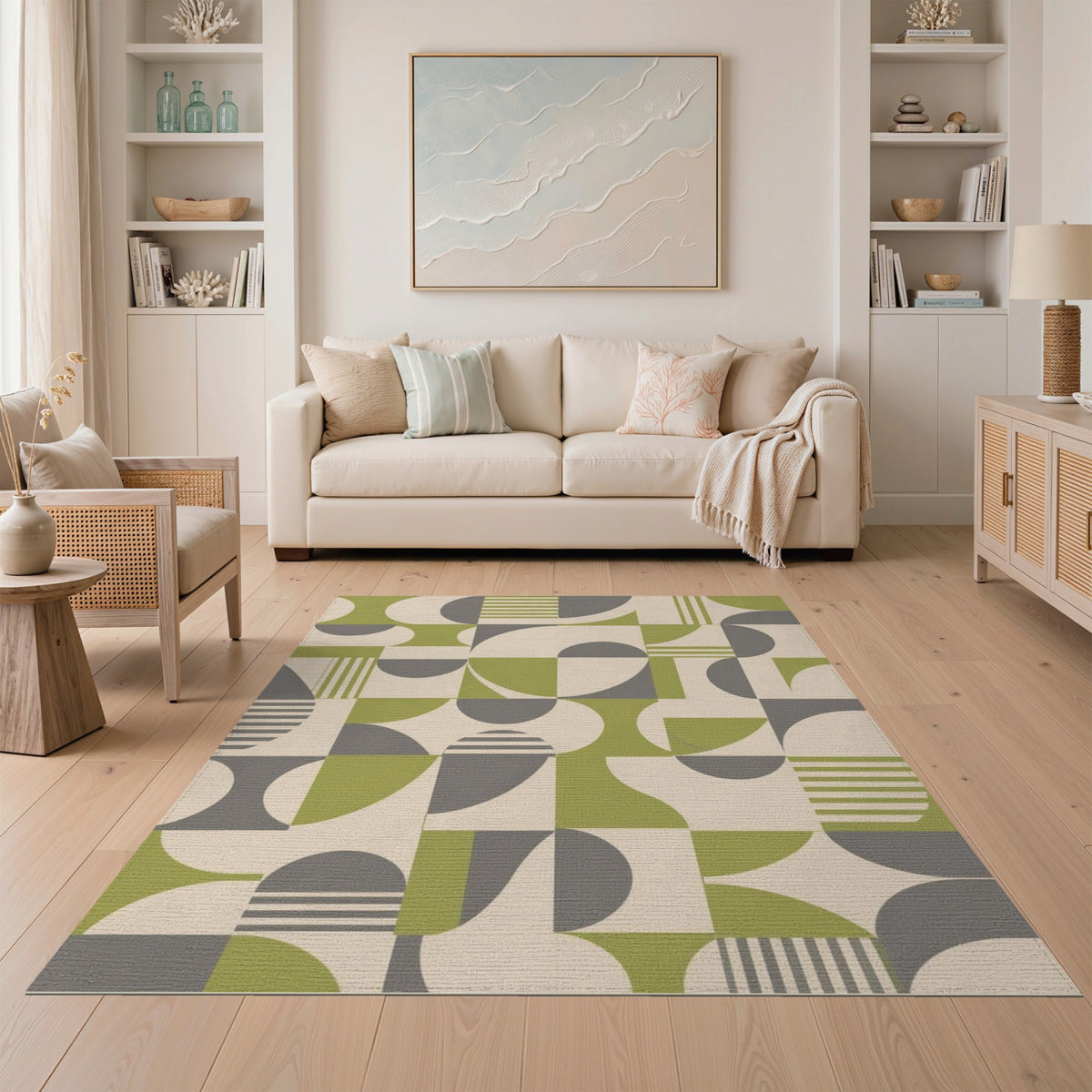 Green Geometric Area Rug