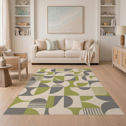 Green Geometric Area Rug