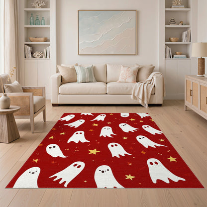 Ghosts Stars Red Kids Area Rug