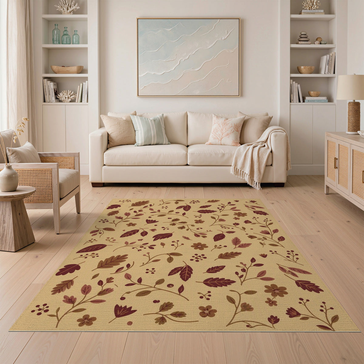 Vintage Brown Botanical Area Rug