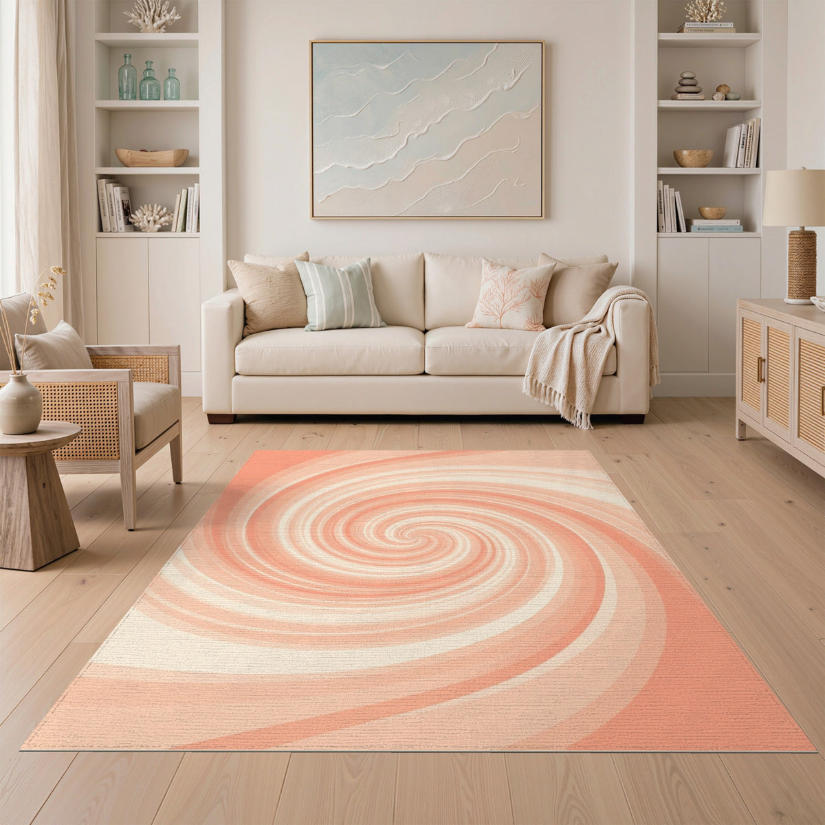 Orange Swirl Spiral Area Rug