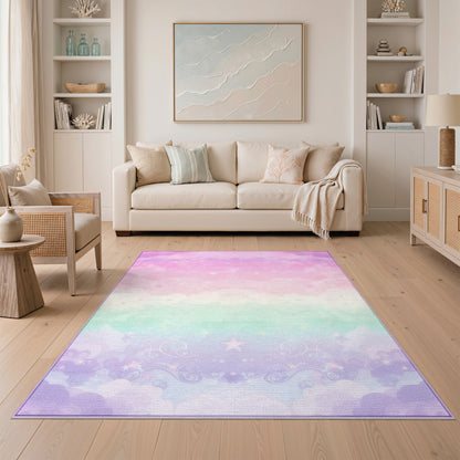 Pastel Starry Cloud Washable Area Rug