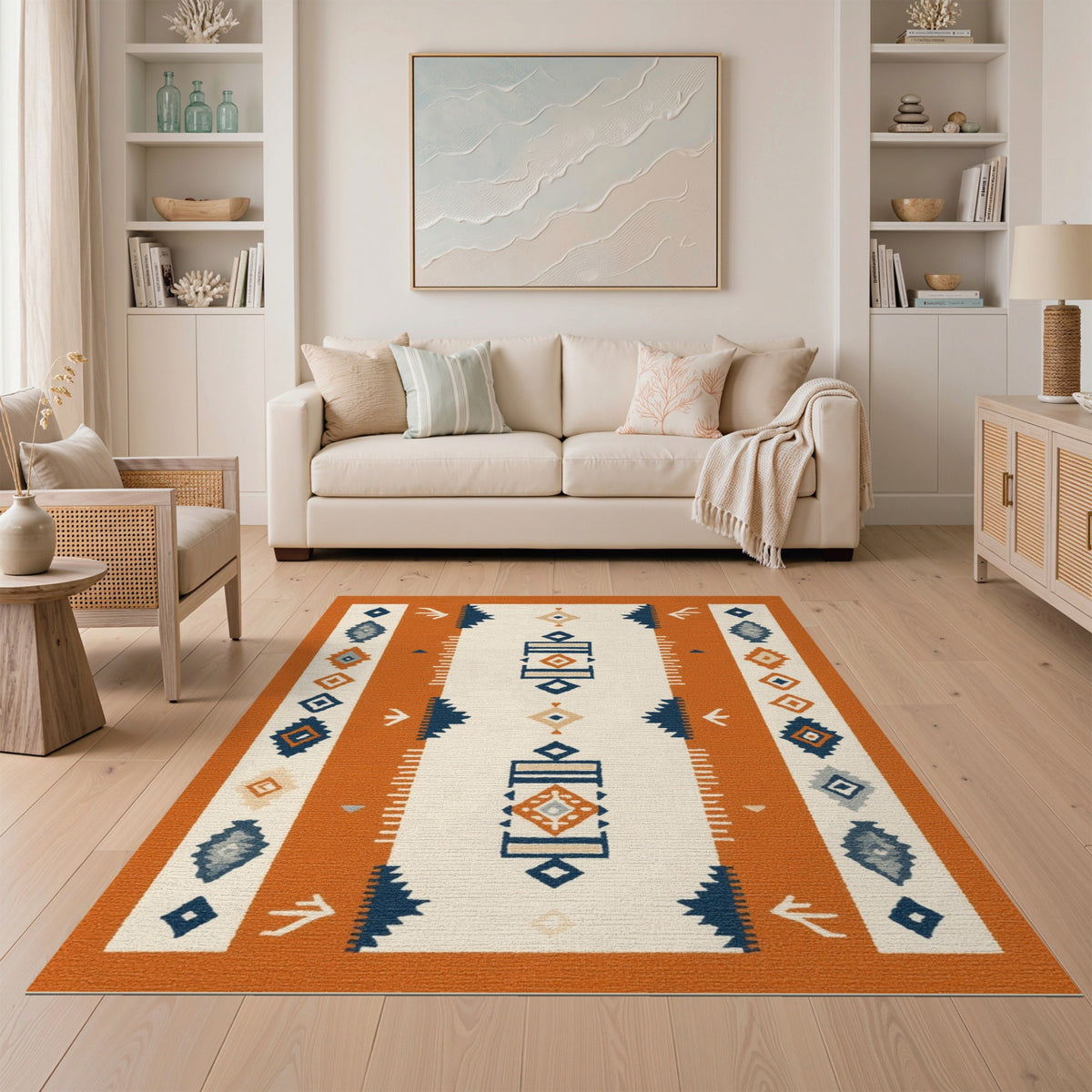 Orange Southwestern Geometric Area Rug