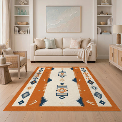 Orange Southwestern Geometric Area Rug