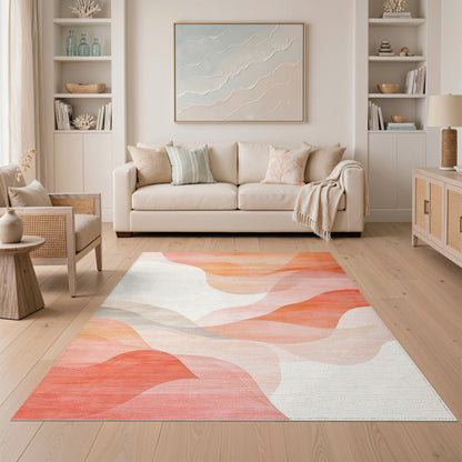 Abstract Area Wave Orange Wave Abstract Area Rug