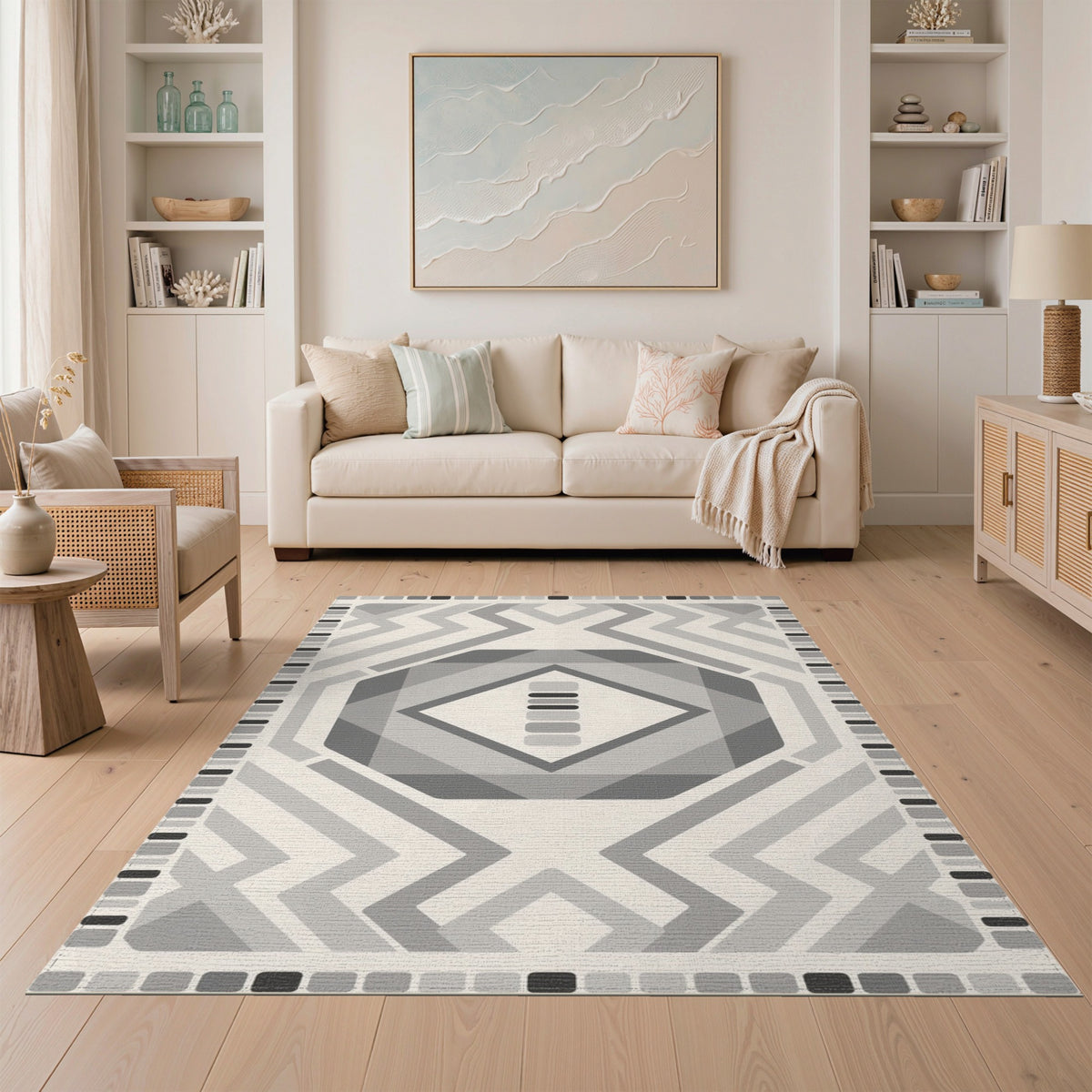 Grey Geometric Diamond Area Rug