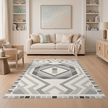 Grey Geometric Diamond Area Rug