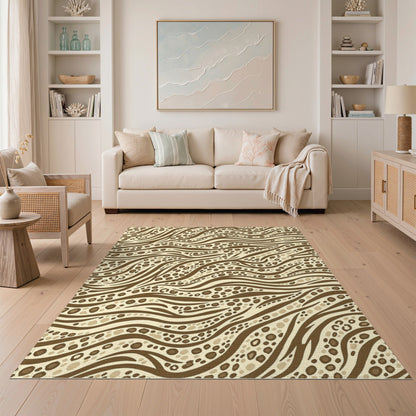Brown Wavy Dot Abstract Area Rug