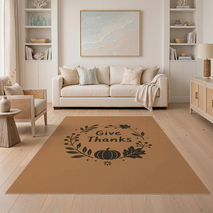 Give Thanks Pumpkin Wreath Area Rug