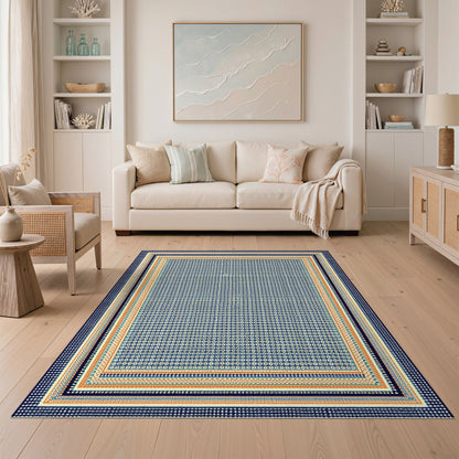 Blue Geometric Circle Blue and Teal Area Rug