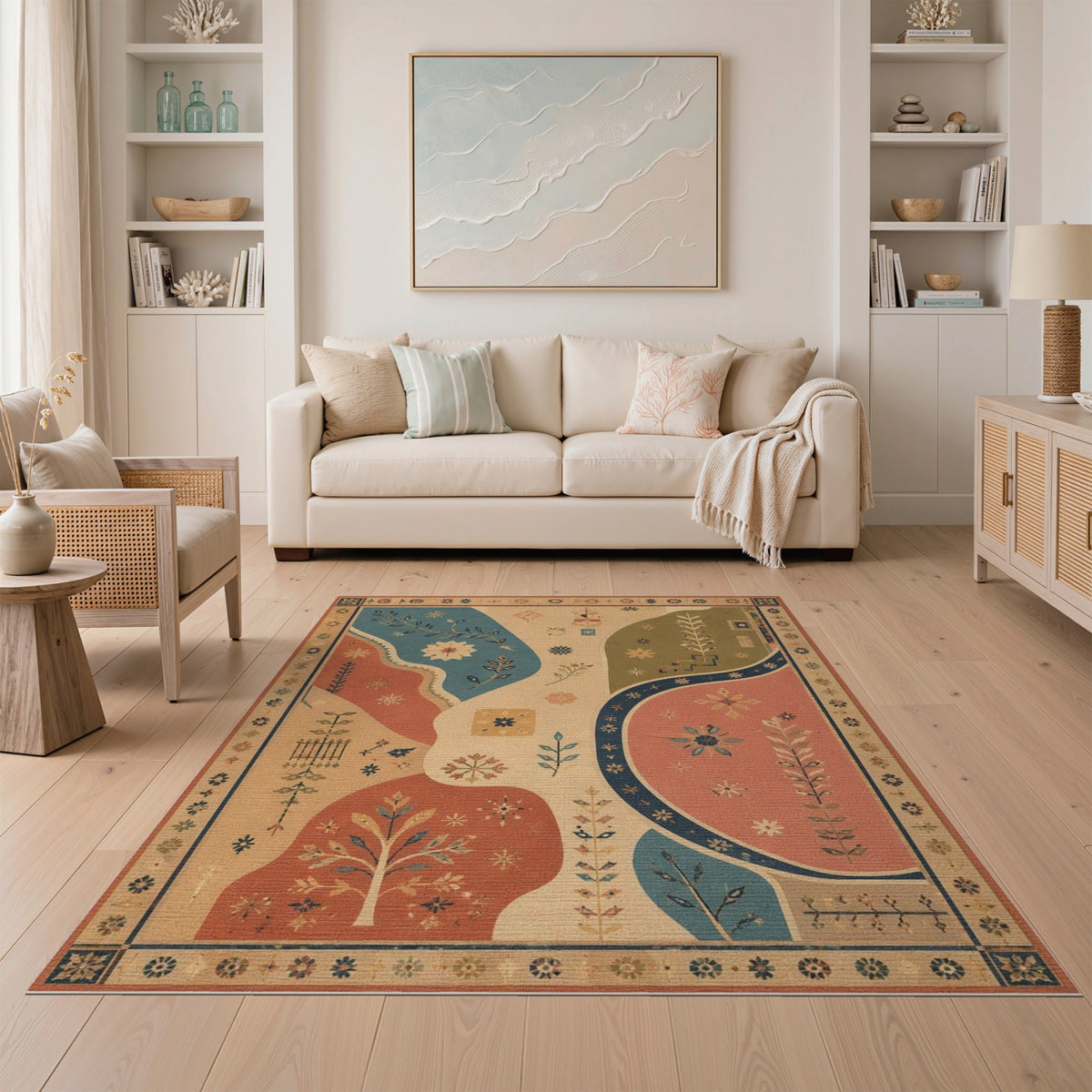 Vintage Floral Abstract Area Rug