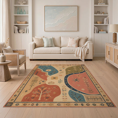 Vintage Floral Abstract Area Rug