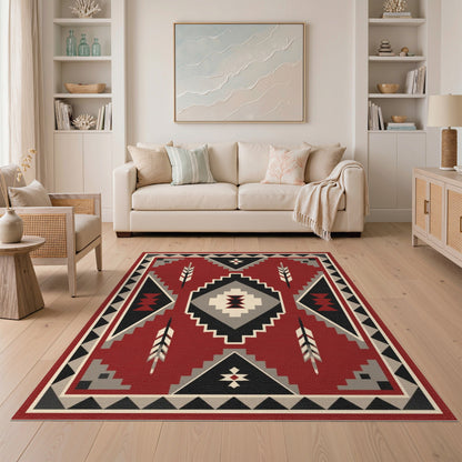 Red Southwestern Geometric Area Rug