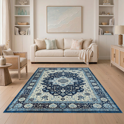 Blue Persian Medallion Area Rug