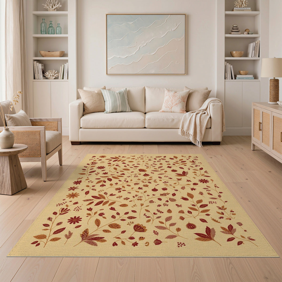 Vintage Floral Beige Area Rug