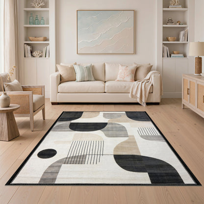 Bold Geometric Black White Area Rug