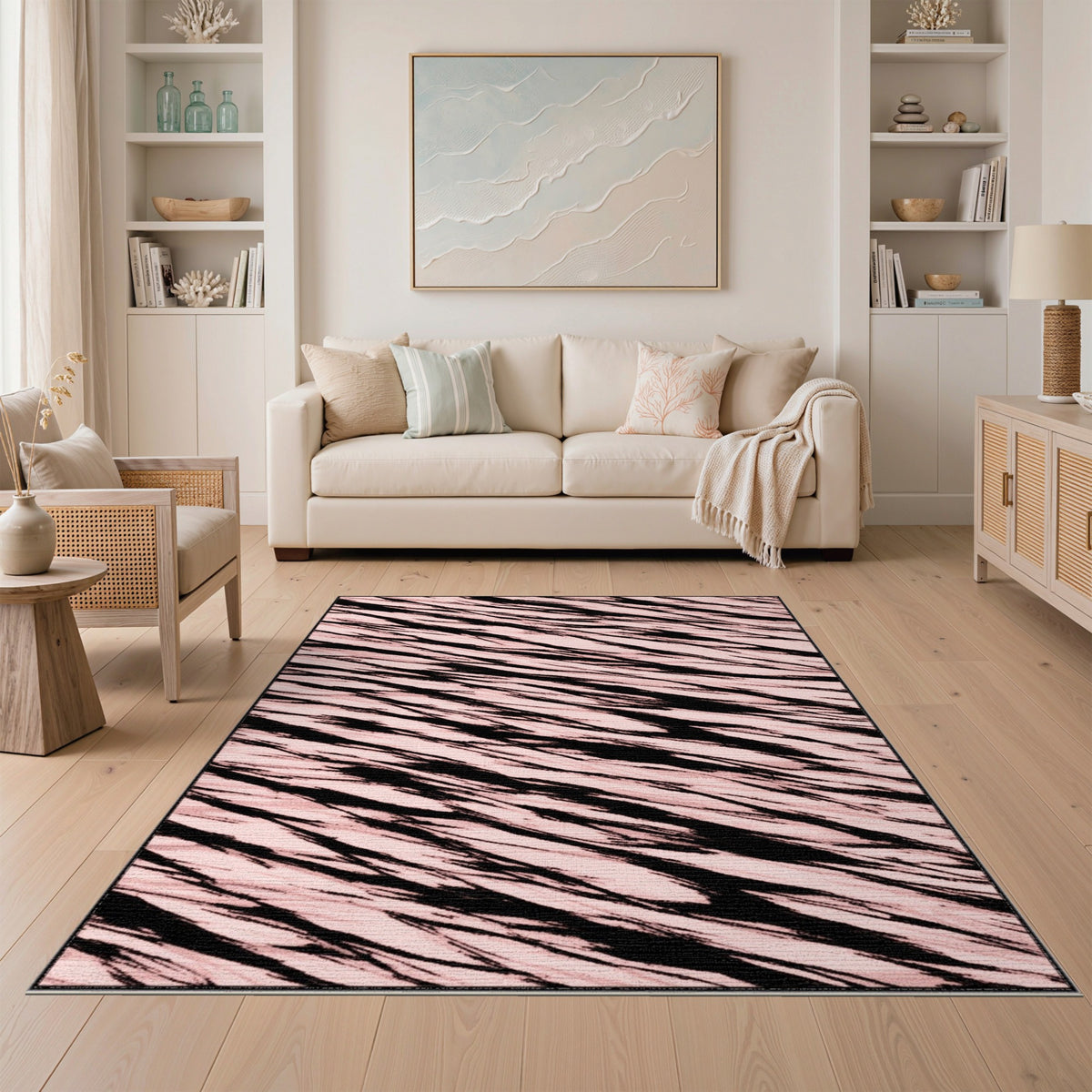 Pink Abstract Wave No. 12 Area Rug
