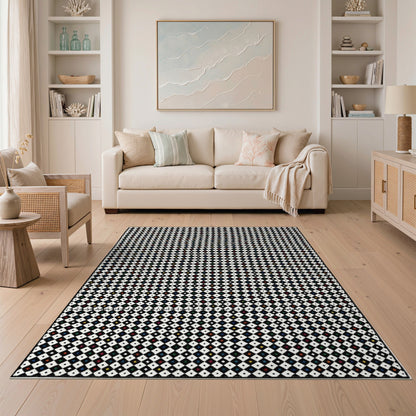 Multi-Color Geometric Black White Area Rug