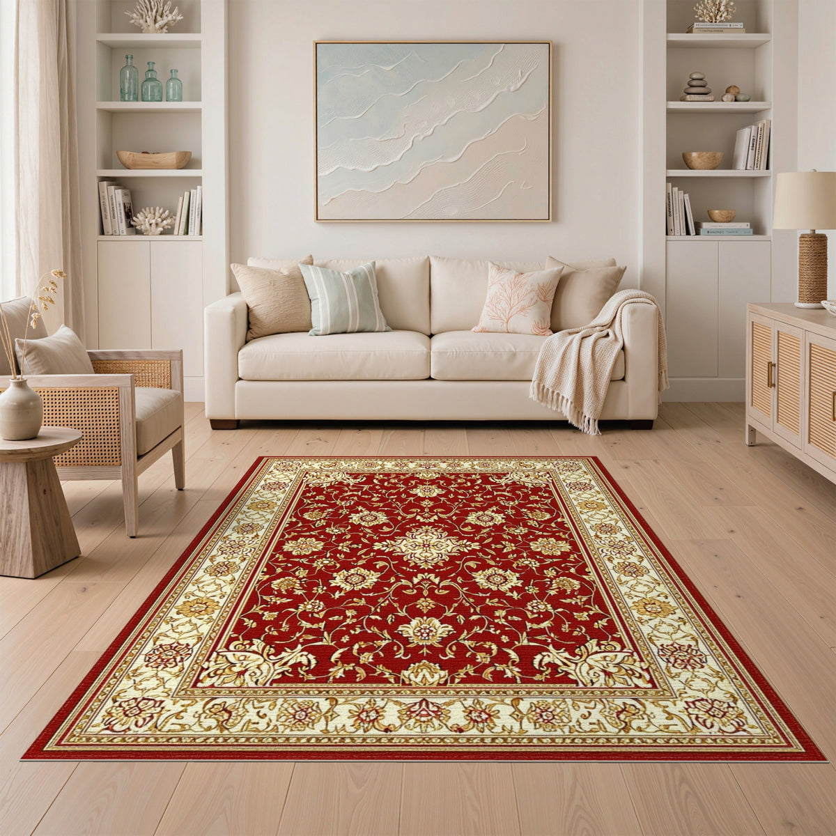 Red Persian Floral Medallion Area Rug