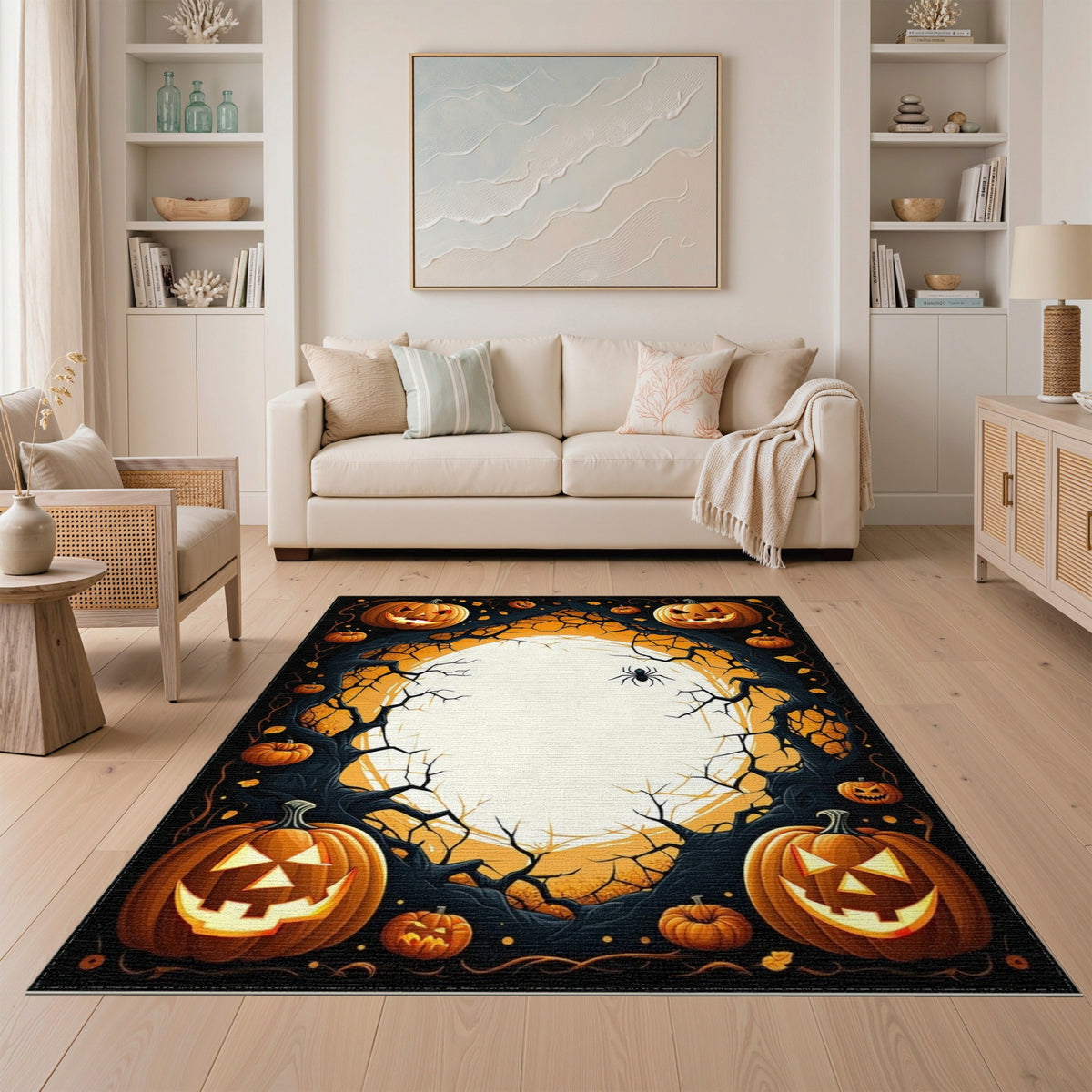 Pumpkin Moon Halloween Area Rug