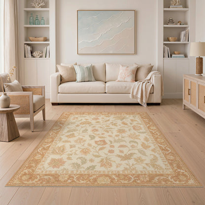 Beige Vintage Floral Vine Area Rug