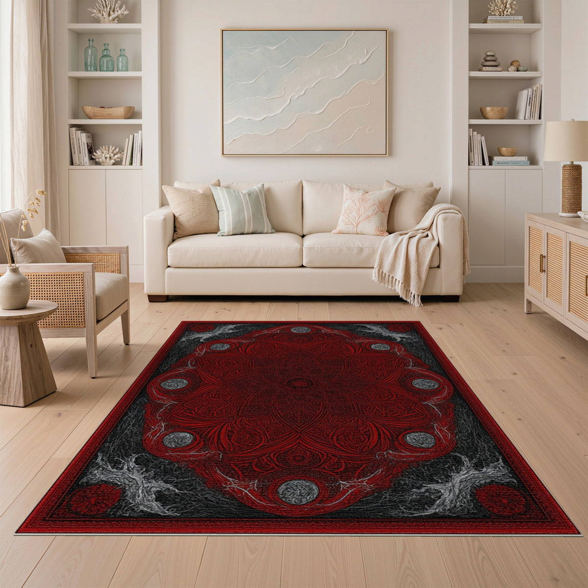 Red Ornate Medallion Persian Traditional Persian Area Rug