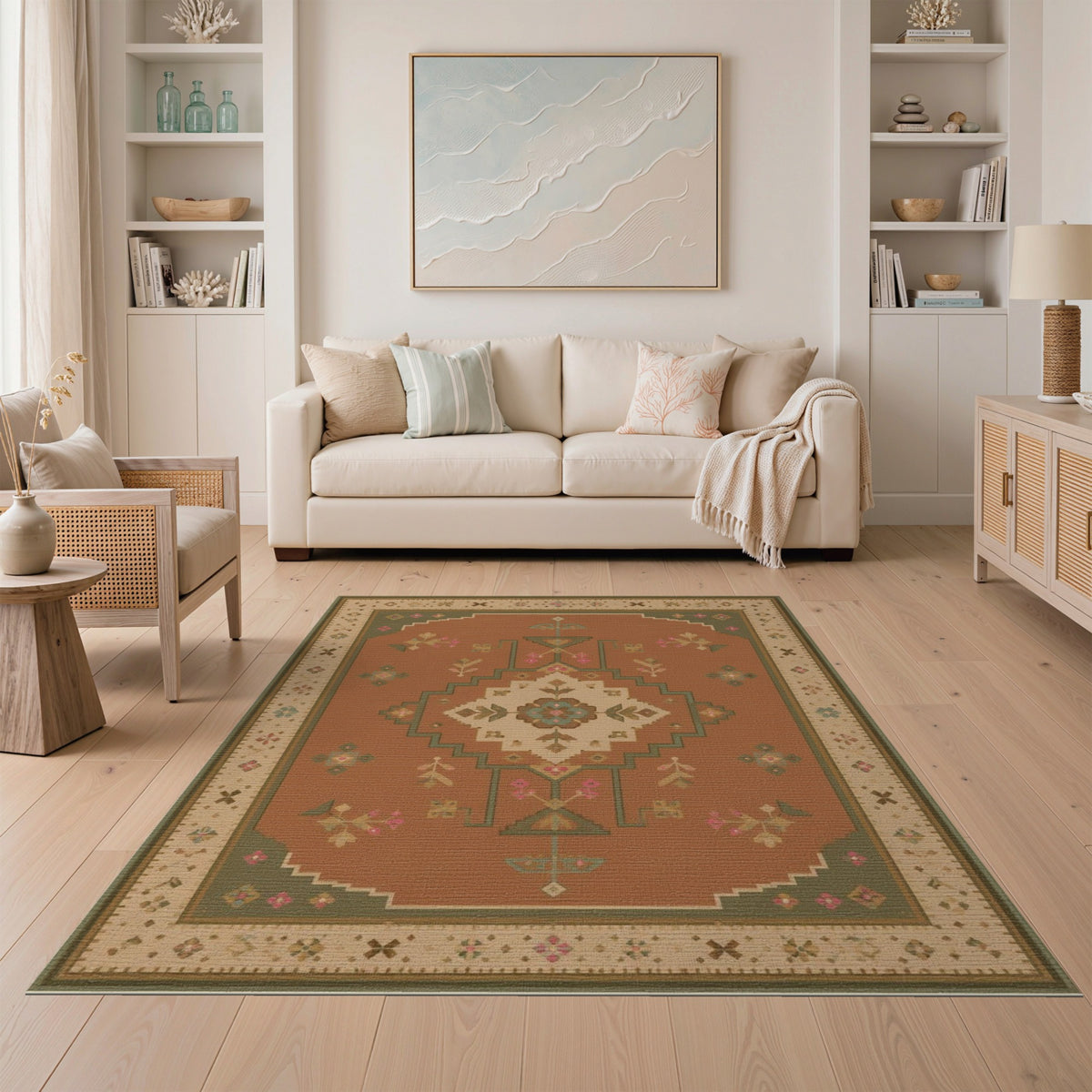 Orange Heritage Tribal Medallion Rug