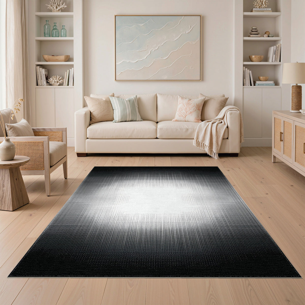ODIKA Black White Dot Gradient Area Rug