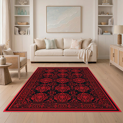 Traditional Persian Red Bold Red Persian Floral Area Rug