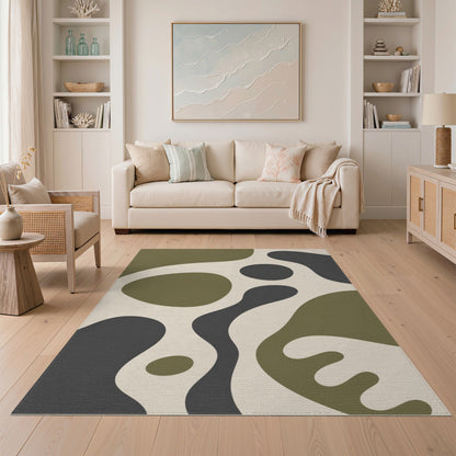 Olive Green Organic Abstract Area Rug